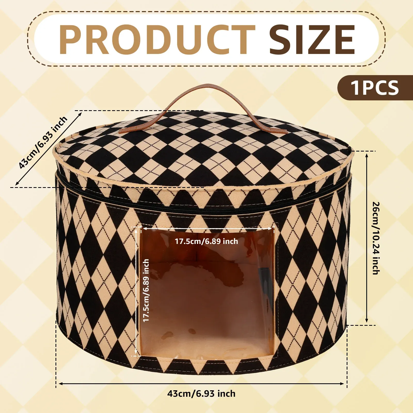 Boîte de rangement pour chapeaux en feutre et PVC, vue d'ensemble