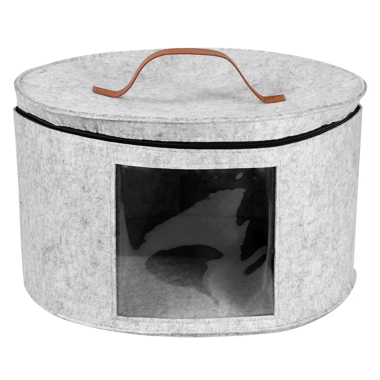 Boîte de rangement pour chapeaux, grande boîte circulaire pliable en feutre avec fermeture éclair, couvercle anti-poussière, boîte de voyage pour casquettes, organisateur de garde-robe 7