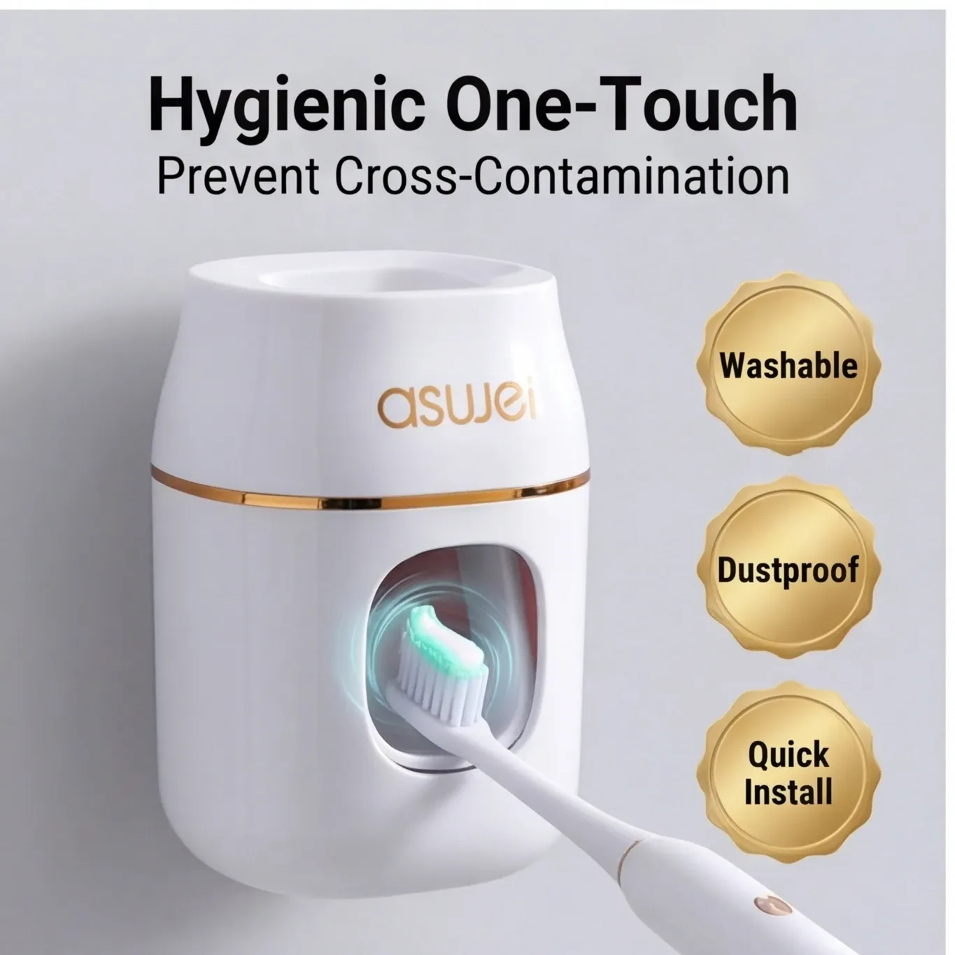 Distributeur automatique de dentifrice – Presse-dentifrice et support de rangement pour l'organisation de la salle de bain 2