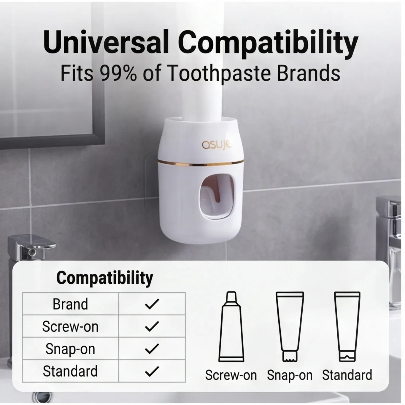 Distributeur automatique de dentifrice – Presse-dentifrice et support de rangement pour l'organisation de la salle de bain 4