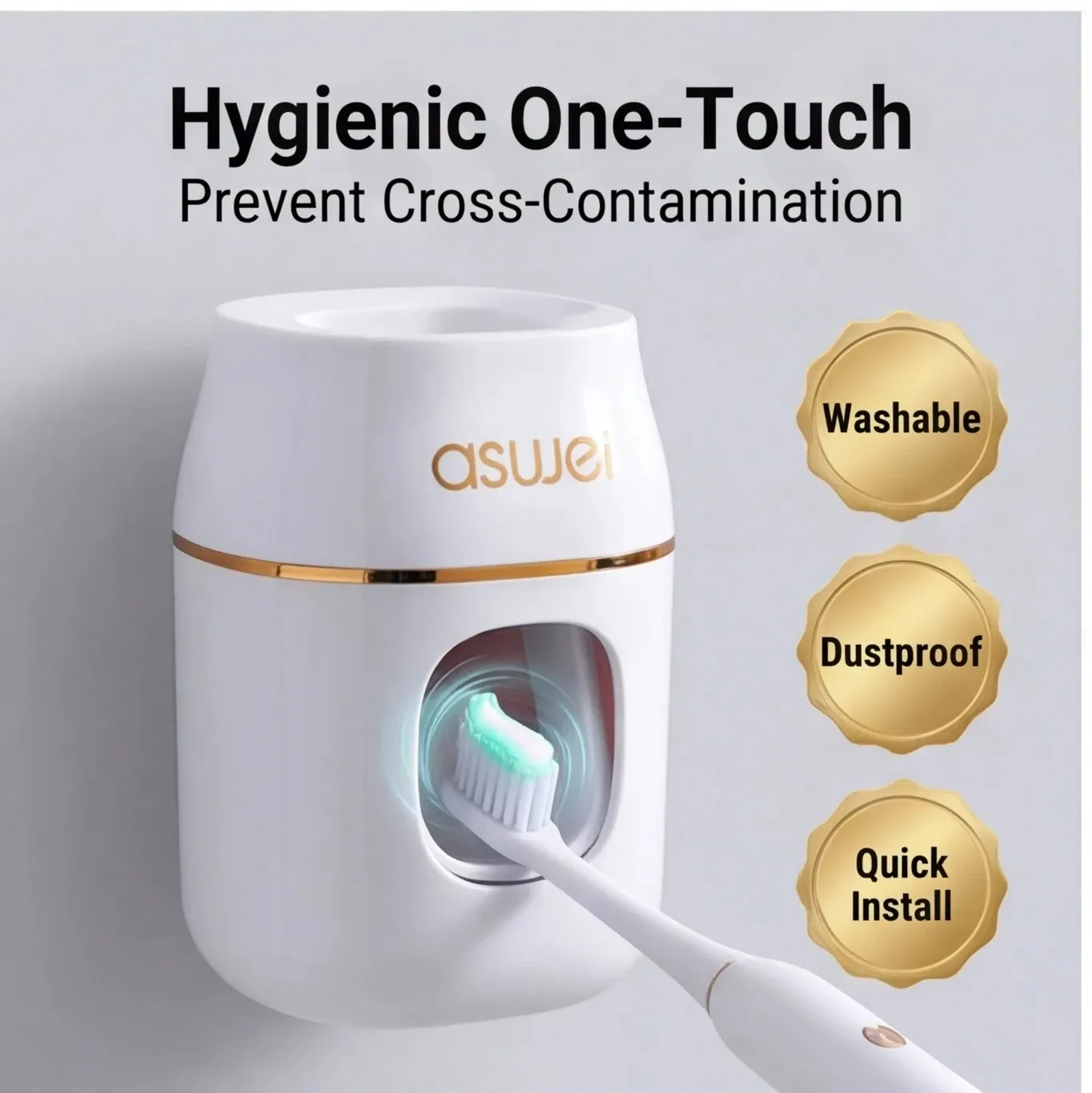 Distributeur automatique de dentifrice – Presse-dentifrice et support de rangement pour l'organisation de la salle de bain 7