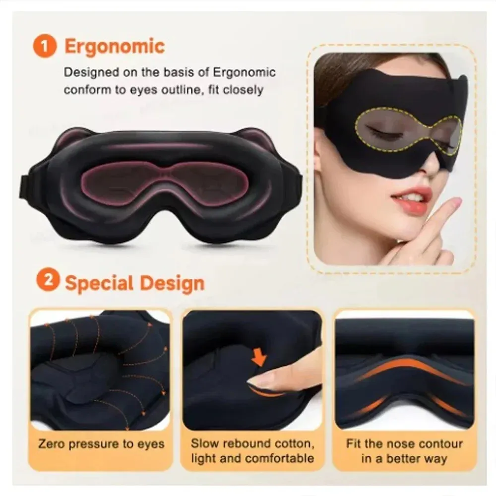 Masque de sommeil ergonomique 3D, vue de face