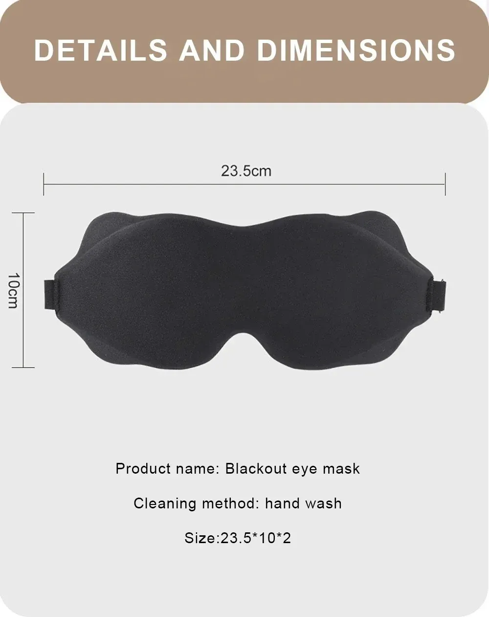 Masque de sommeil ergonomique 3D, finition du tissu