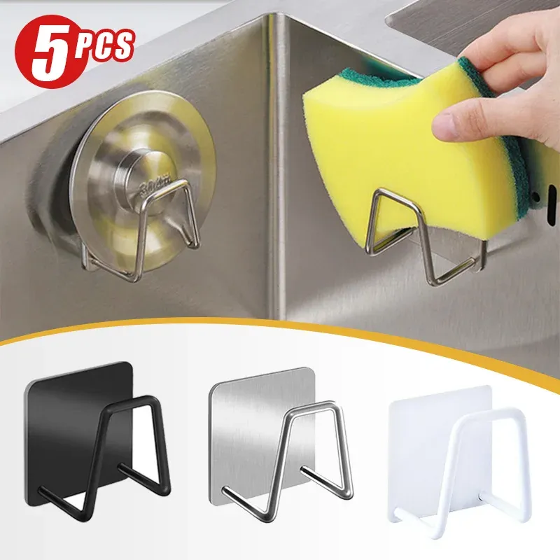 Support mural auto-adhésif en acier inoxydable pour évier de cuisine, porte-éponges, égouttoir, support pour planche à découper, organisateur de rangement
