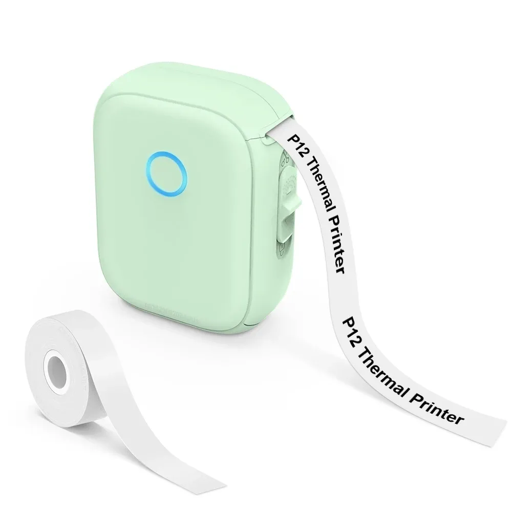 Mini-imprimante thermique portable Marklife P12 – Étiqueteuse pour autocollants adhésifs, compatible étiquettes P12 et 1PK en rouleau continu 25