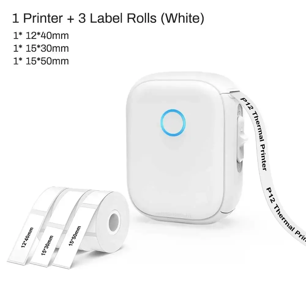 Mini-imprimante thermique portable Marklife P12 – Étiqueteuse pour autocollants adhésifs, compatible étiquettes P12 et 1PK en rouleau continu 28