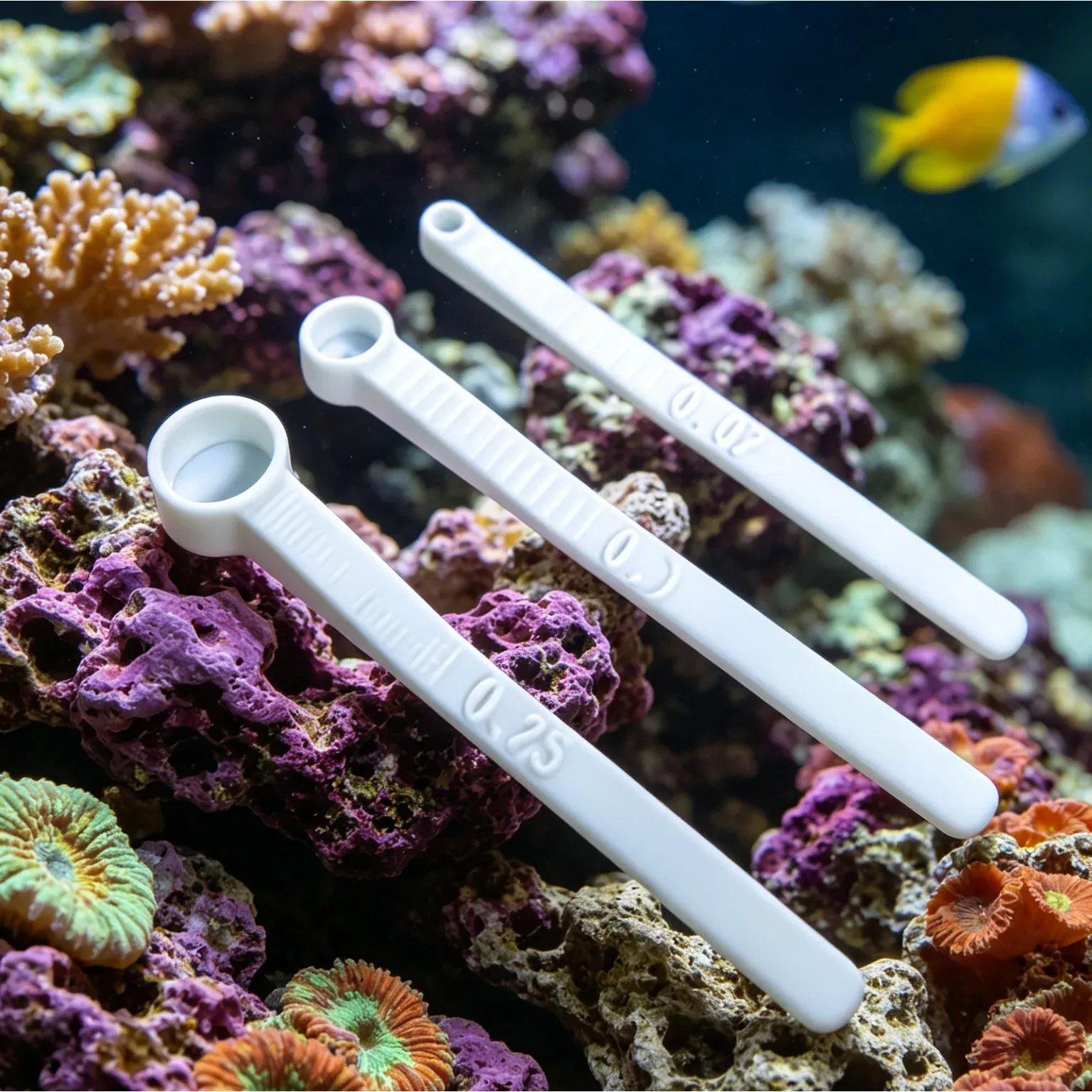 Cuillères doseuses de précision pour poissons d'aquarium (0,02 g / 0,1 g / 0,25 g) - Lot de 3 - Image 1