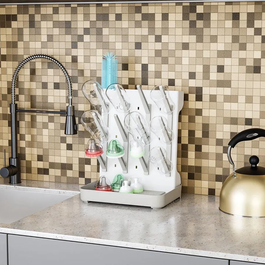 Égouttoir à biberons multi-niveaux de grande capacité pour tasses, bols et accessoires – Rangement de comptoir compact 2