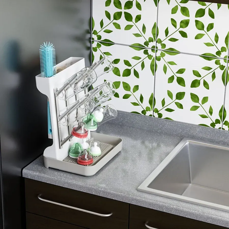 Égouttoir à biberons multi-niveaux de grande capacité pour tasses, bols et accessoires – Rangement de comptoir compact 3
