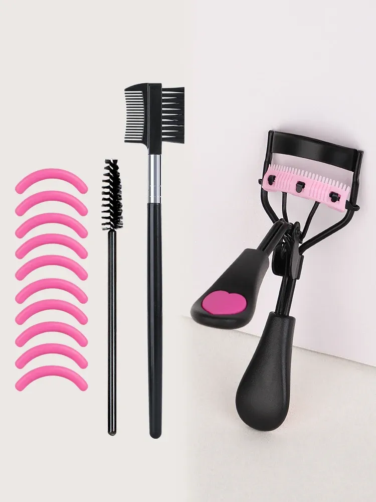 Recourbe-cils portable avec 10 embouts en silicone, peigne spiralé et brosse à sourcils - Image 1