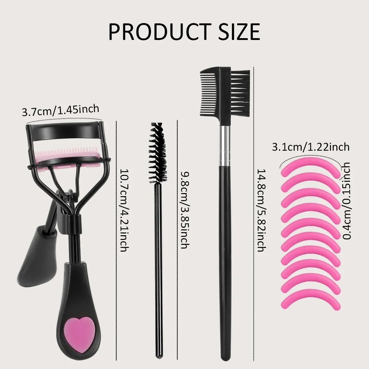 Recourbe-cils portable avec 10 embouts en silicone, peigne spiralé et brosse à sourcils 6