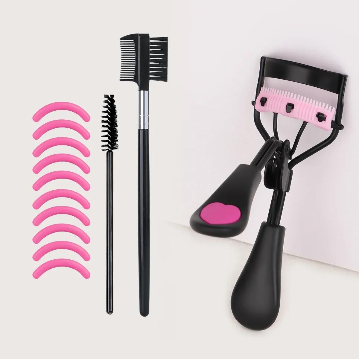 Recourbe-cils portable avec 10 embouts en silicone, peigne spiralé et brosse à sourcils 7