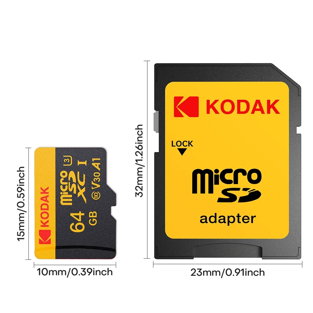 Carte mémoire microSD KODAK, jusqu'à 100 Mo/s, Classe 10 U3, 4K UHD, 32 Go à 256 Go 2