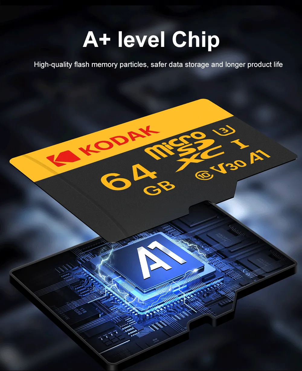 Carte mémoire microSD Kodak, détail des usages