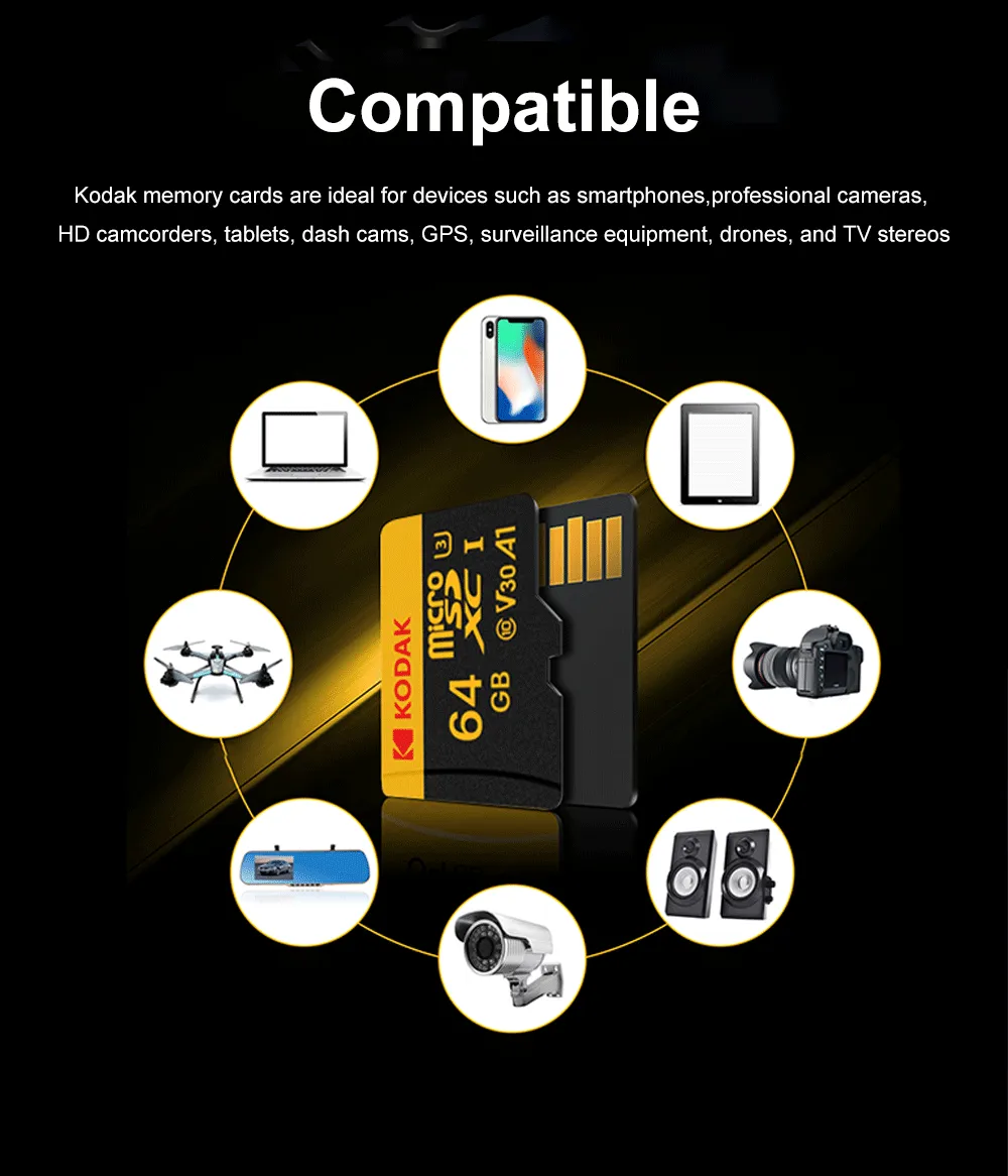 Carte mémoire microSD Kodak, en situation