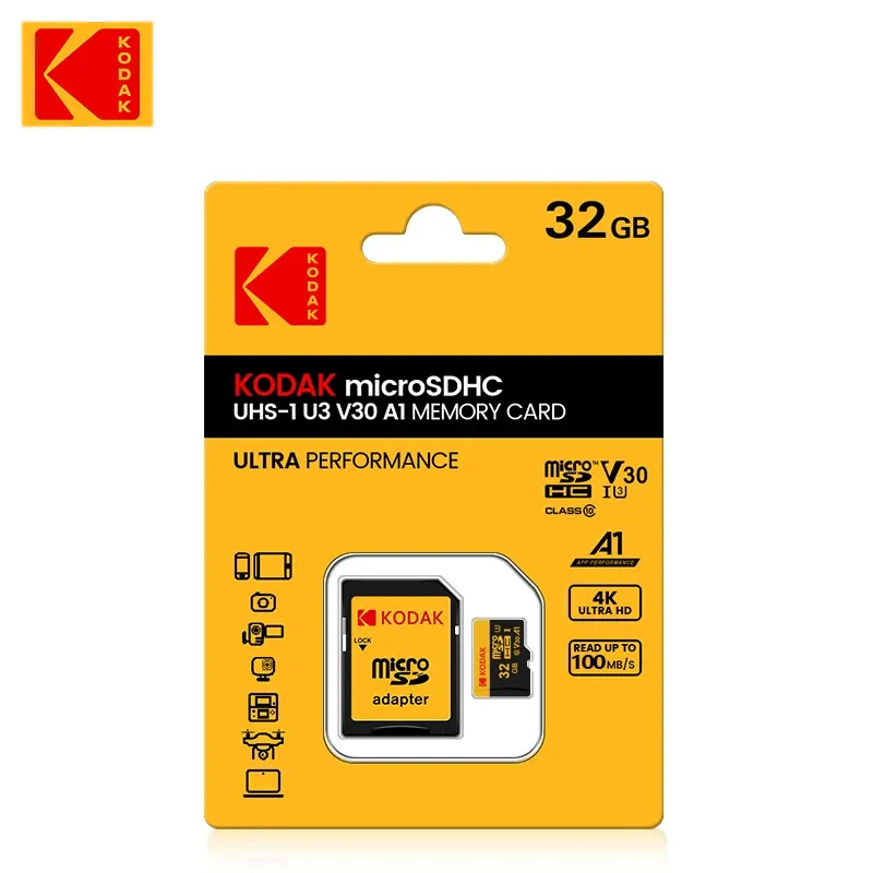 Carte mémoire microSD KODAK, jusqu'à 100 Mo/s, Classe 10 U3, 4K UHD, 32 Go à 256 Go 13