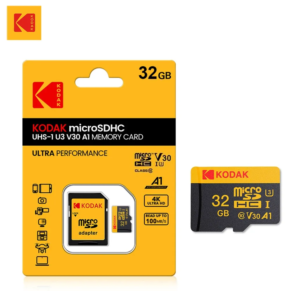 Carte mémoire microSD KODAK, jusqu'à 100 Mo/s, Classe 10 U3, 4K UHD, 32 Go à 256 Go 15