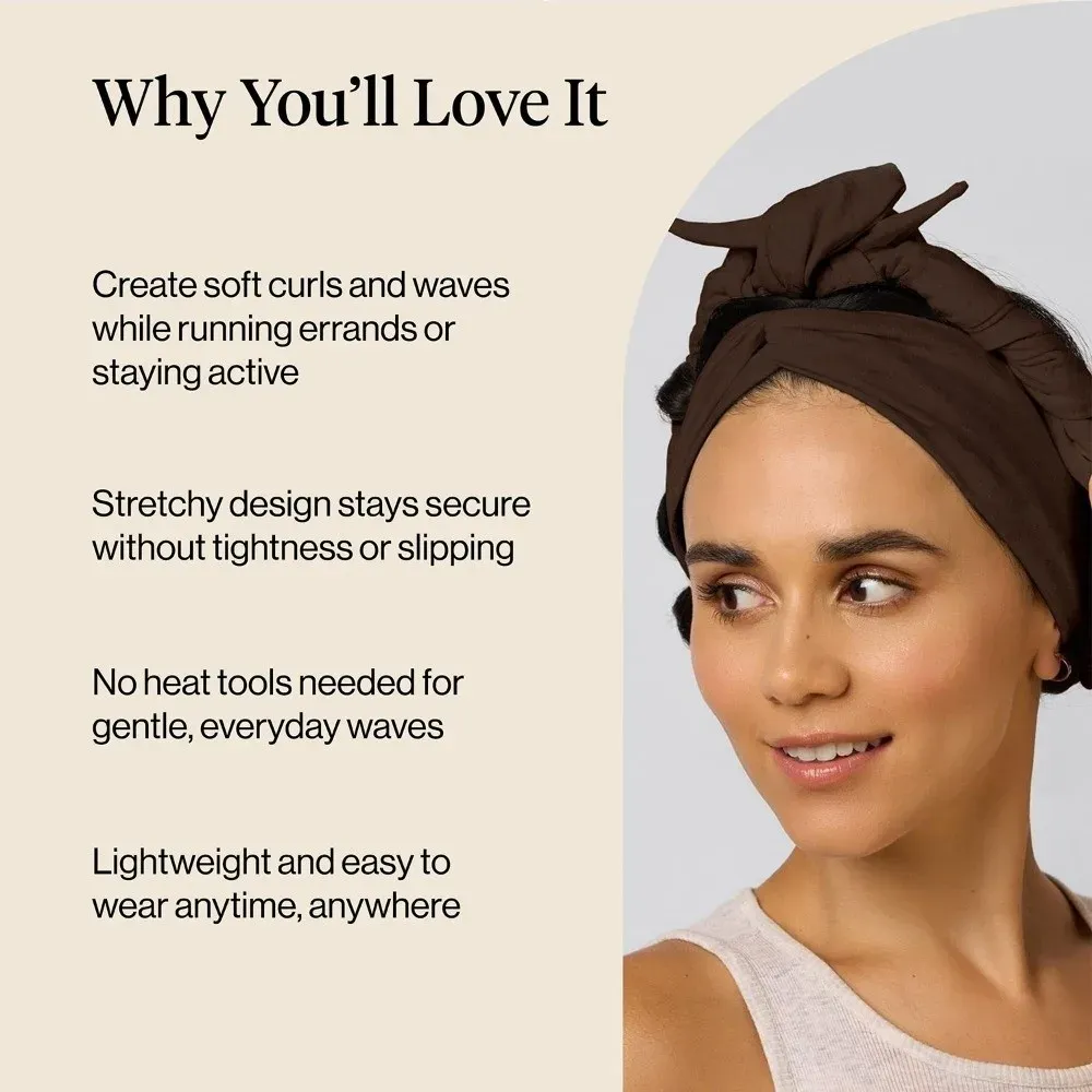 Bandeau boucleur sans chaleur 2-en-1 simple et doux, outil de coiffure sans chaleur, tige à boucler longue avec ruban pour femmes 3