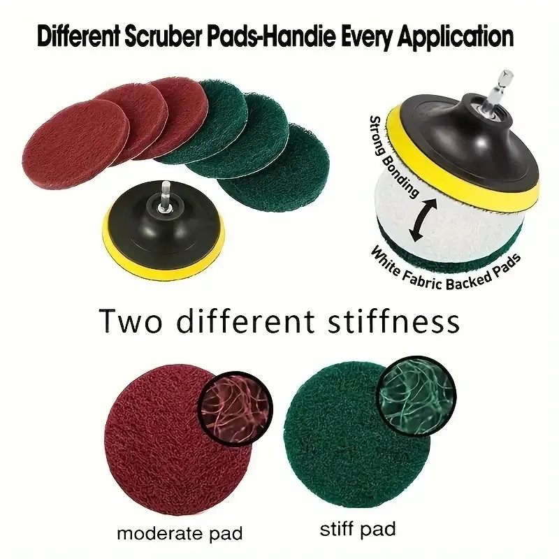 Kit de brosses de nettoyage électriques pour perceuse, en plastique, pour carrelage, voiture et salle de bains 2