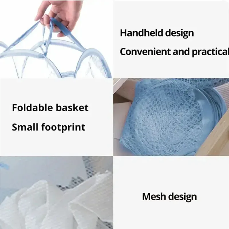 Panier à linge pliable en maille, petit panier de rangement portable pour voyage d'affaires 6