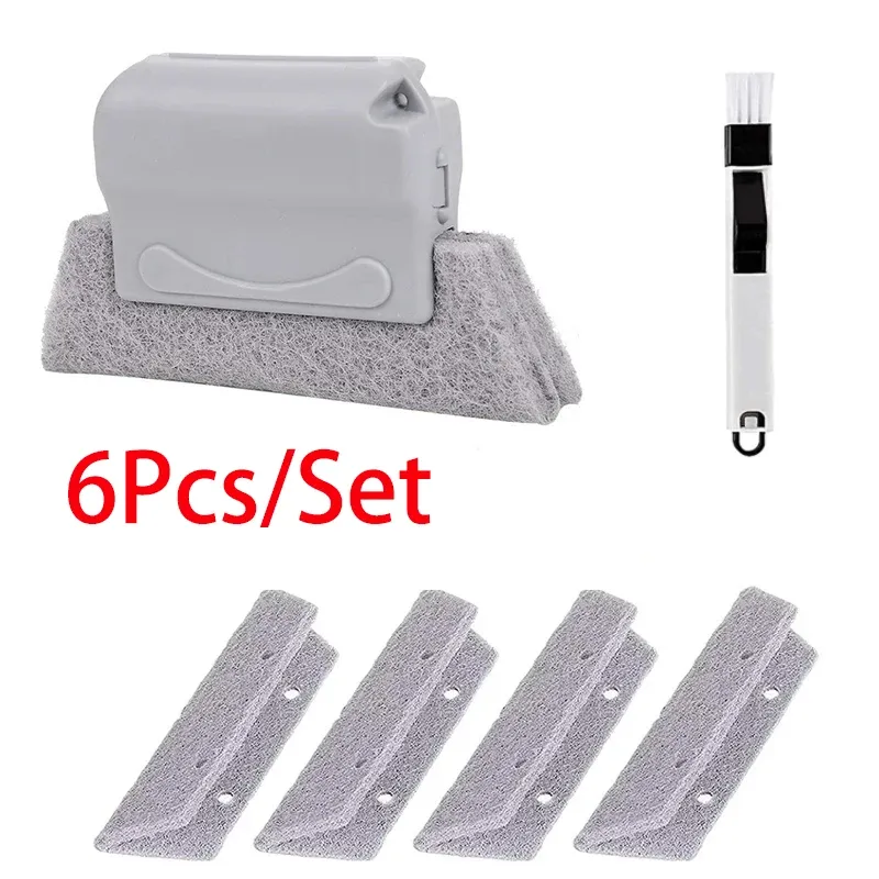 Nettoyeur de rails de fenêtres, kit d'outils de nettoyage pour rainures de portes, brosse pour rainures de portes coulissantes, outil de nettoyage domestique pour interstices. 7