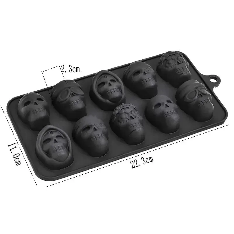 Moule à glaçons crâne en silicone réutilisable, 10 cavités 2