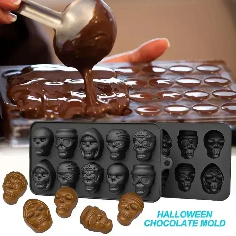 Moule à glaçons crâne en silicone réutilisable, 10 cavités 6