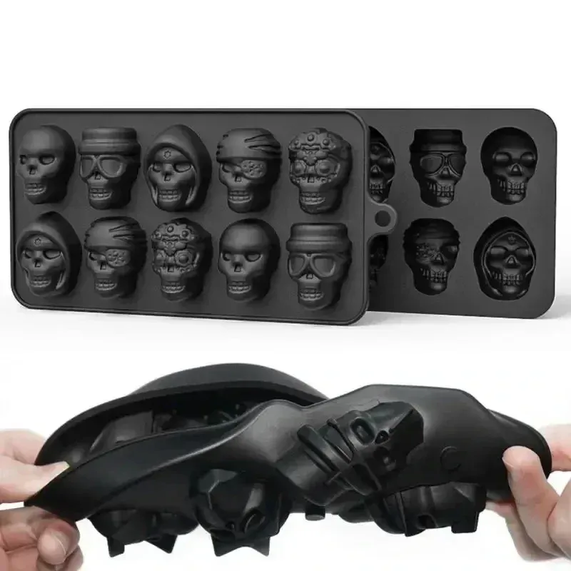 Moule à glaçons tête de mort en silicone, en situation