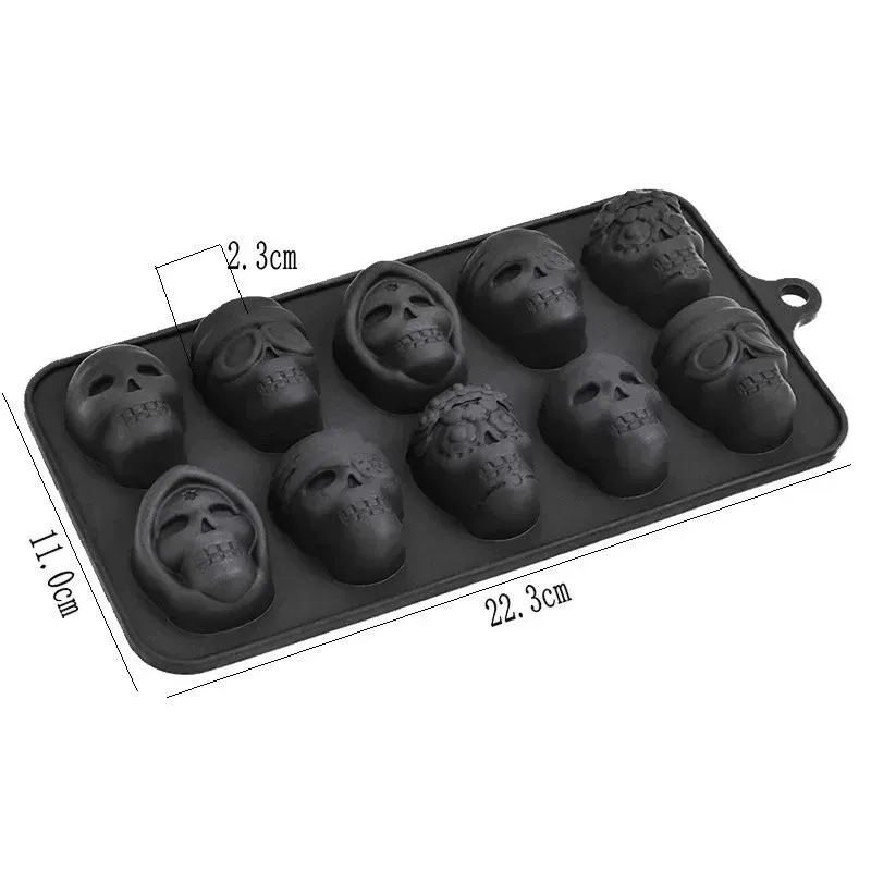Moule à glaçons tête de mort en silicone, vue détaillée