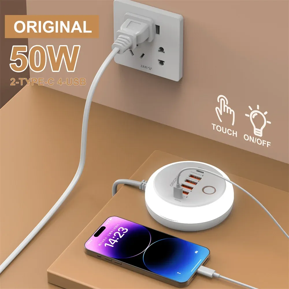 Chargeur mural multi-ports USB-C PD 50 W à charge rapide, compatible Samsung, iPhone et Xiaomi, prises EU/US/UK 3
