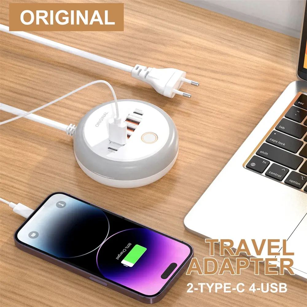 Chargeur mural multi-ports USB-C PD 50 W à charge rapide, compatible Samsung, iPhone et Xiaomi, prises EU/US/UK 5