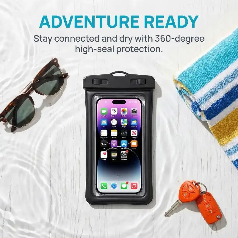 Pochette étanche universelle pour téléphone à écran tactile, fermeture auto-scellante pour piscine, plage et pluie 2