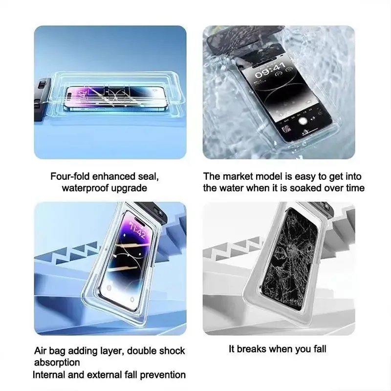 Pochette étanche universelle pour téléphone à écran tactile, fermeture auto-scellante pour piscine, plage et pluie 4