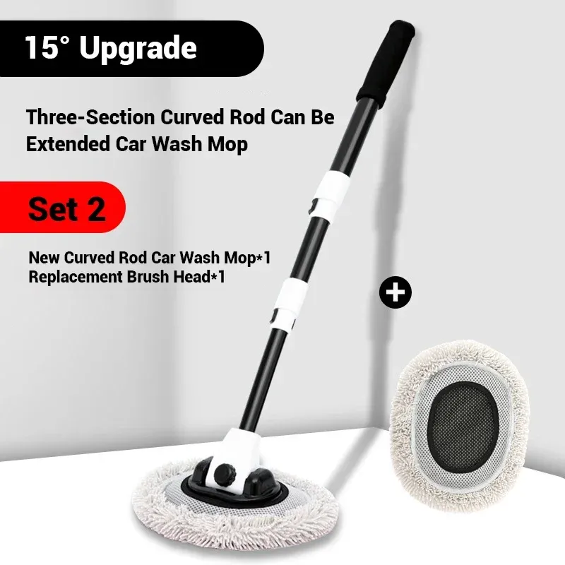 Brosse de lavage pour voiture télescopique à long manche, poils doux en chenille, idéale pour vitres et carrosserie 2