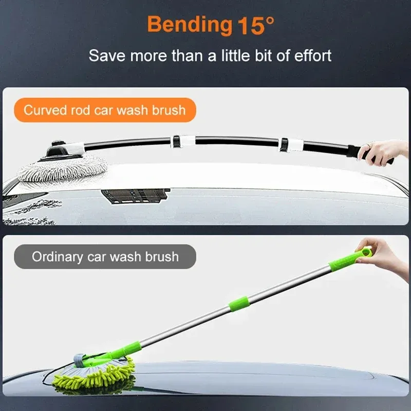 Brosse de lavage pour voiture télescopique à long manche, poils doux en chenille, idéale pour vitres et carrosserie 4