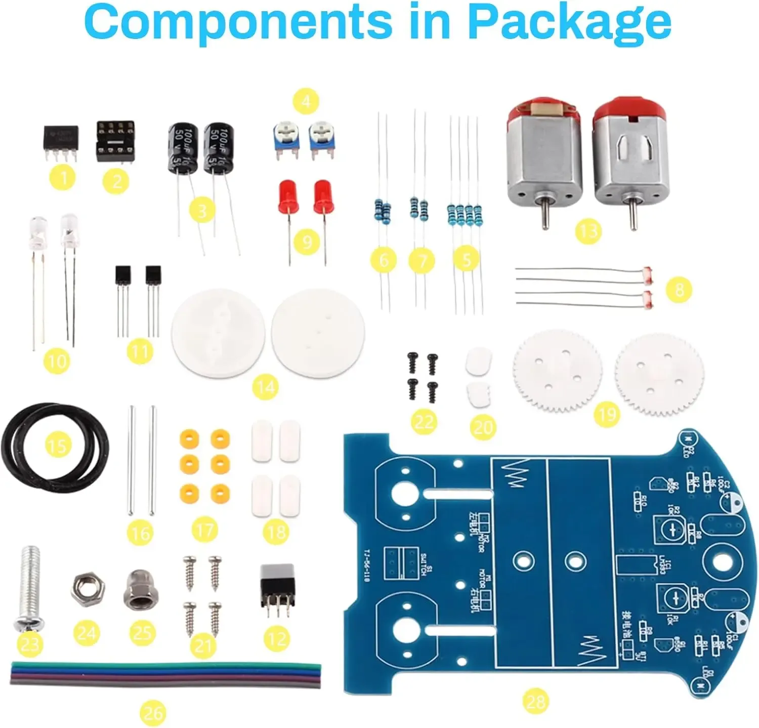 Kit d'apprentissage de la soudure électronique : voiture intelligente suiveuse de ligne pour débutants 2