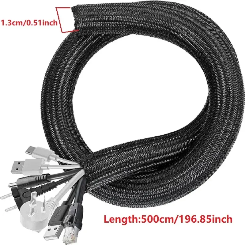 Gaine de câble tressée en nylon 1 m / 3 m / 5 m pour bureau, PC et TV 9