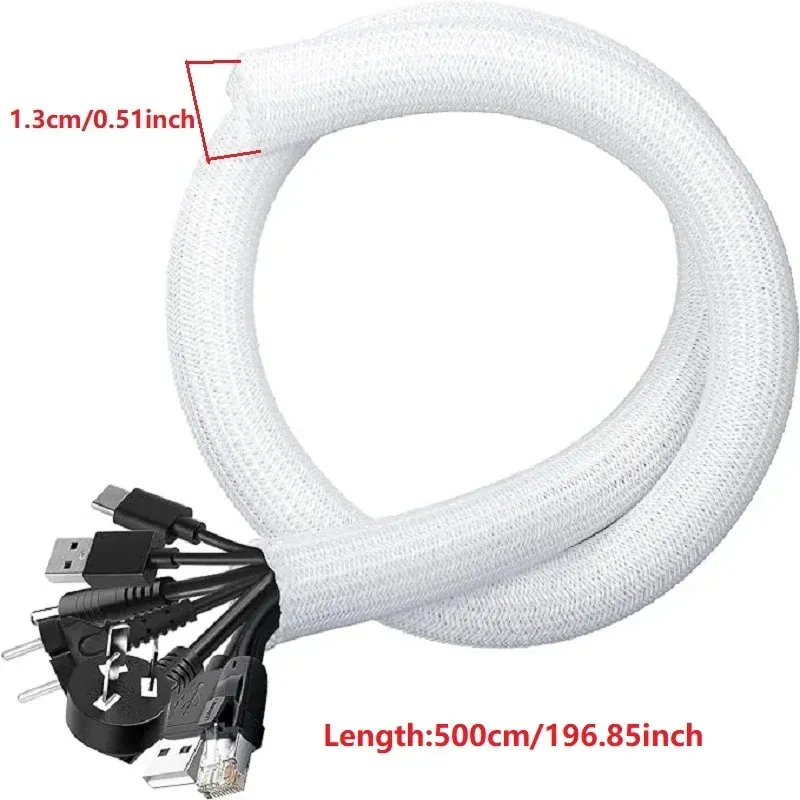 Gaine de câble tressée en nylon 1 m / 3 m / 5 m pour bureau, PC et TV 10