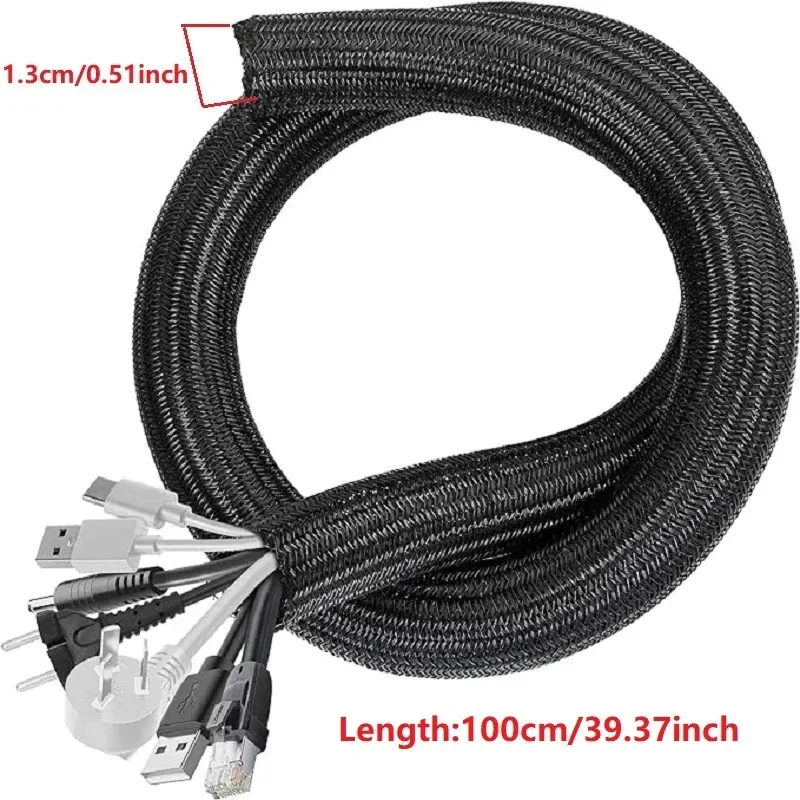 Gaine de câble tressée en nylon 1 m / 3 m / 5 m pour bureau, PC et TV 11