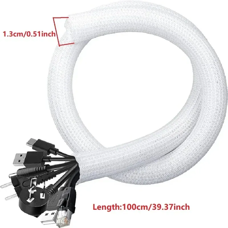 Gaine de câble tressée en nylon 1 m / 3 m / 5 m pour bureau, PC et TV 12
