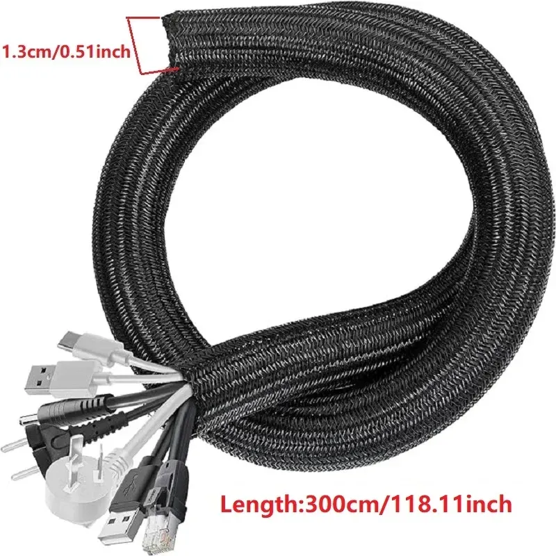 Gaine de câble tressée en nylon 1 m / 3 m / 5 m pour bureau, PC et TV 7