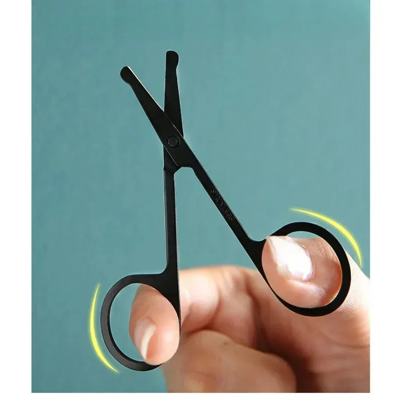 Tondeuse à poils de nez noire à tête ronde, tondeuse de sécurité en acier inoxydable pour hommes et femmes 1