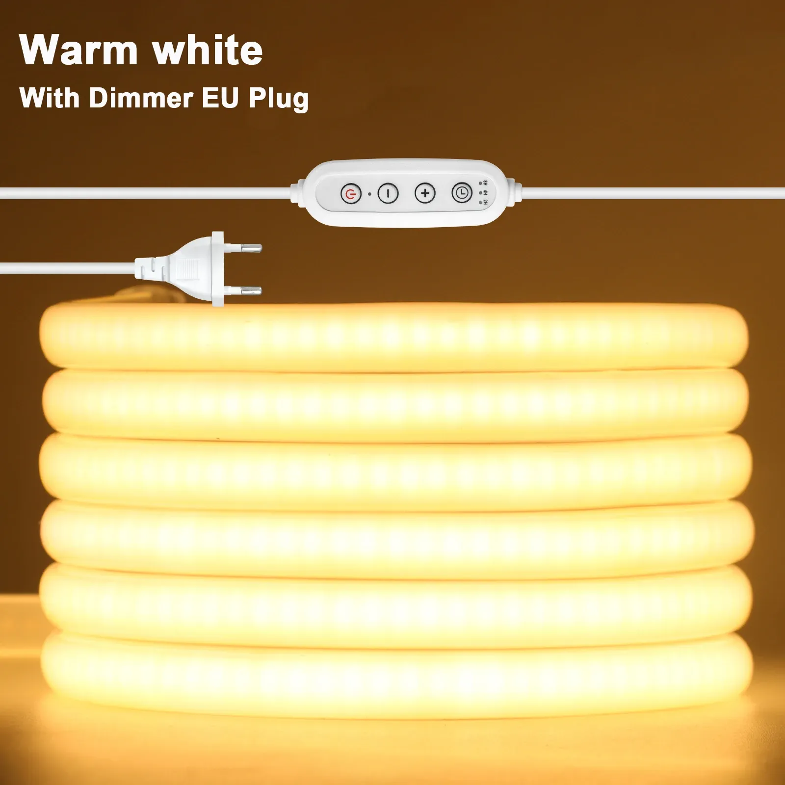 Bande LED COB 220V flexible et étanche avec variateur et kit d'alimentation, 288 LED, 3000K / 4000K / 6000K, éclairage décoratif pour cuisine 10