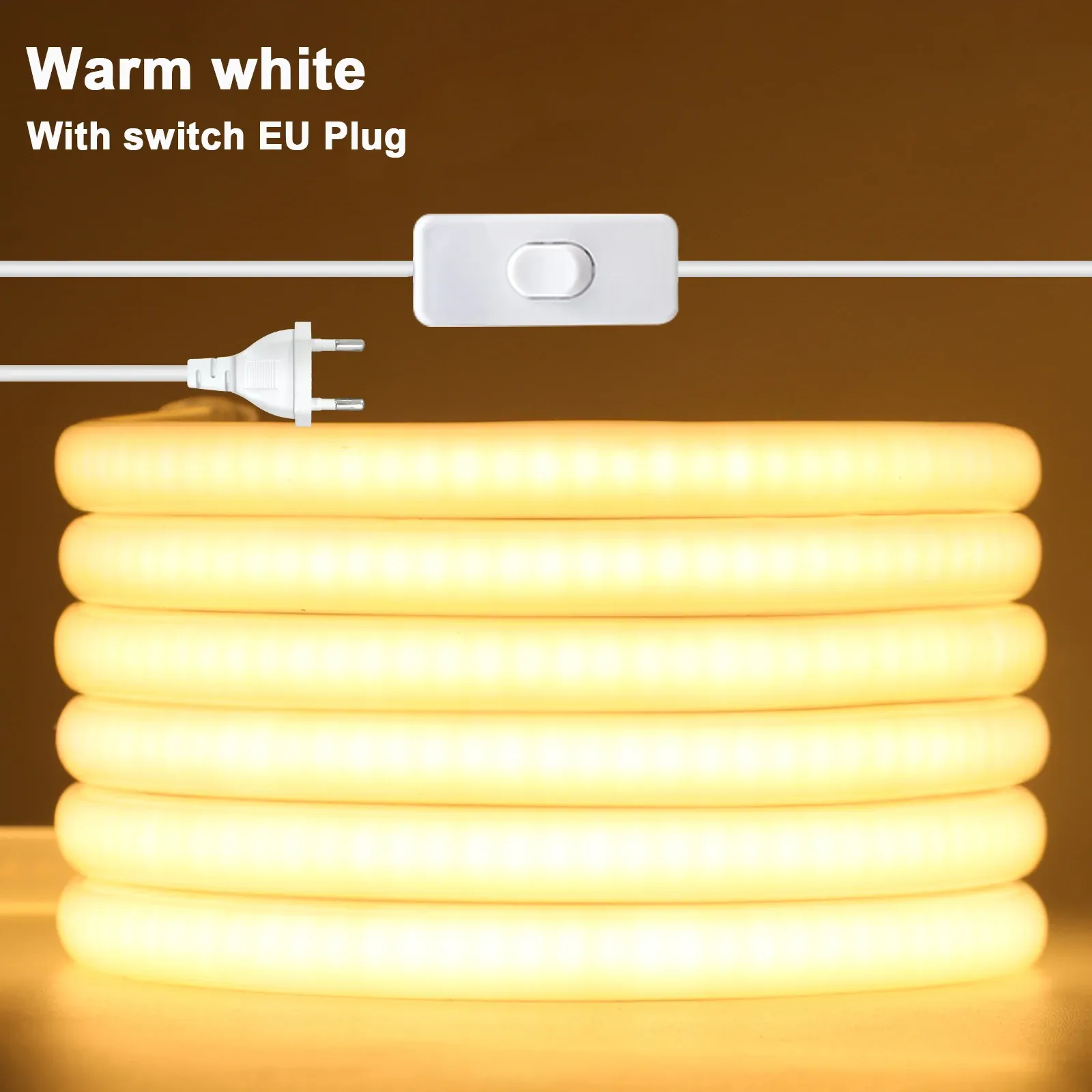 Bande LED COB 220V flexible et étanche avec variateur et kit d'alimentation, 288 LED, 3000K / 4000K / 6000K, éclairage décoratif pour cuisine 7