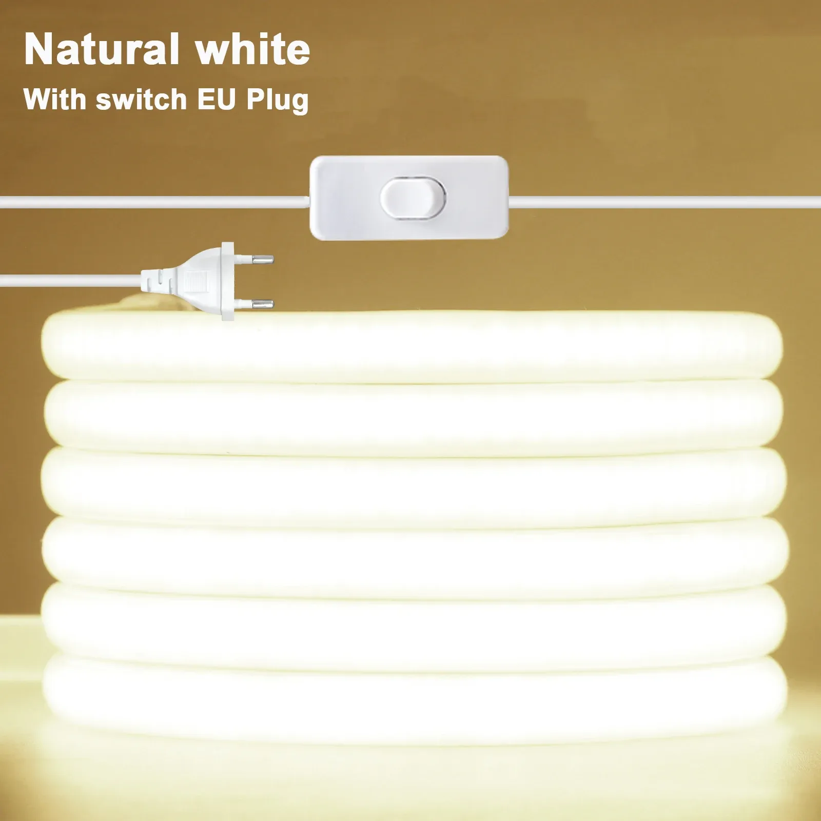 Bande LED COB 220V flexible et étanche avec variateur et kit d'alimentation, 288 LED, 3000K / 4000K / 6000K, éclairage décoratif pour cuisine 14