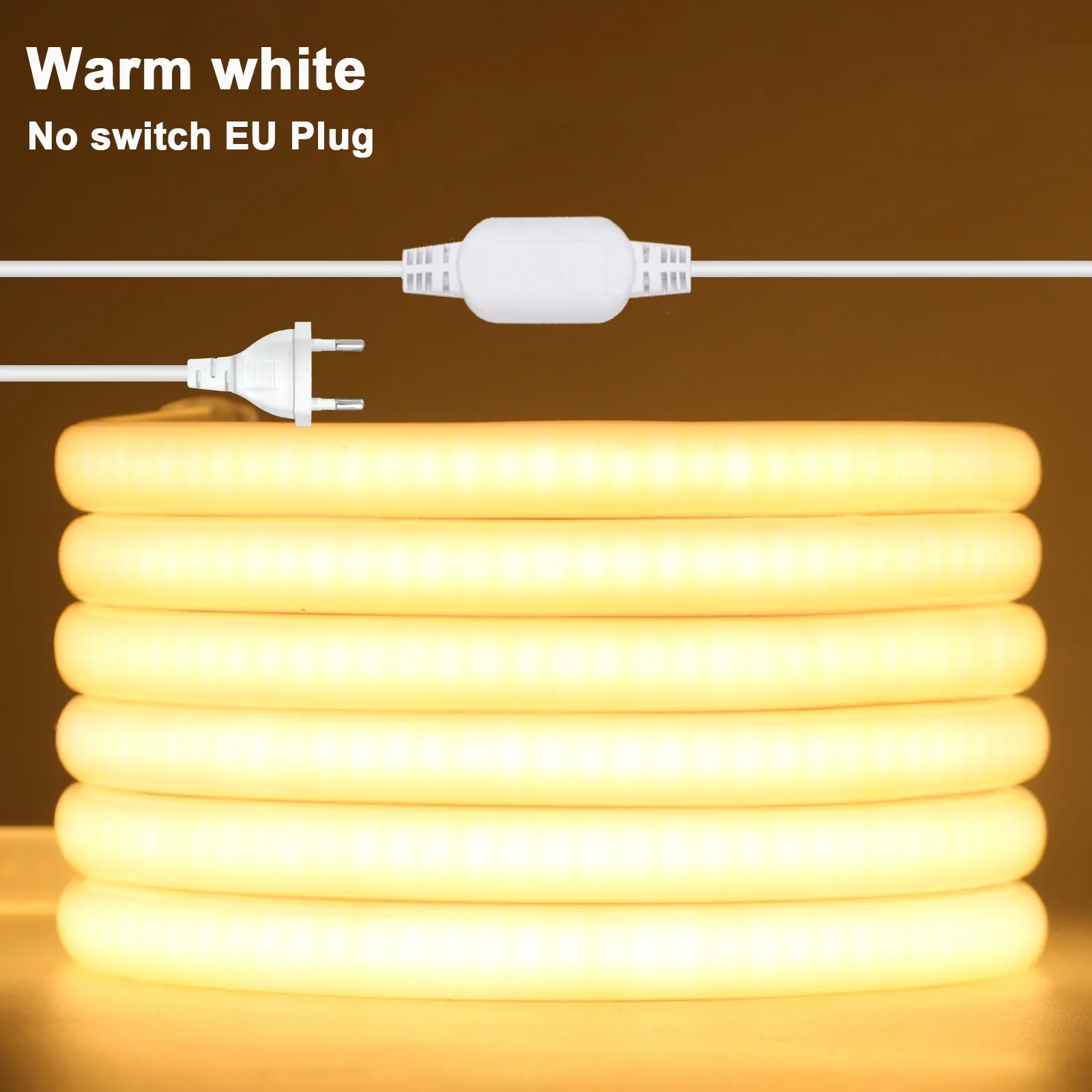 Bande LED COB 220V flexible et étanche avec variateur et kit d'alimentation, 288 LED, 3000K / 4000K / 6000K, éclairage décoratif pour cuisine 12