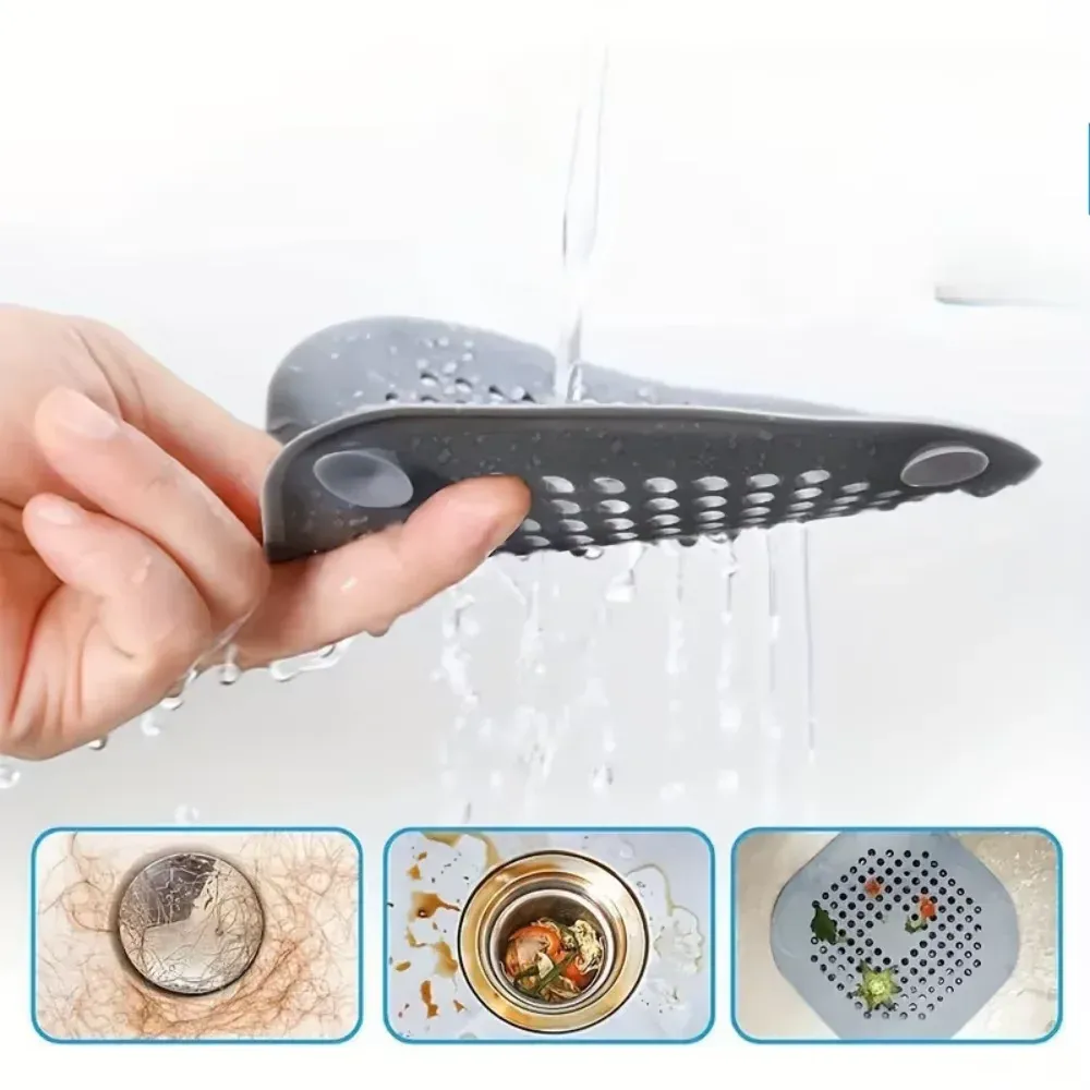 Crépine de douche en silicone, lot de 1 ou 3 pièces : filtre anti-cheveux pour évacuation de douche, couvre-évier et bouchon de sol pour salle de bain et cuisine 2