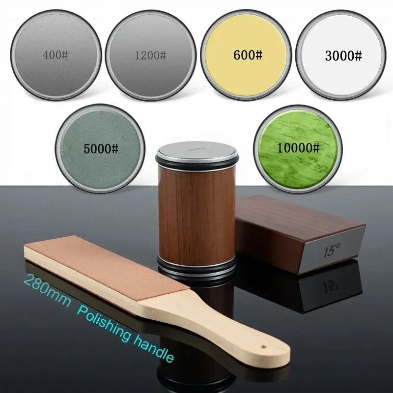 Affûteur de couteaux à rouleau avec support magnétique, kit de pierre diamantée et guides d'angle 15° et 20°, accessoire de cuisine 25