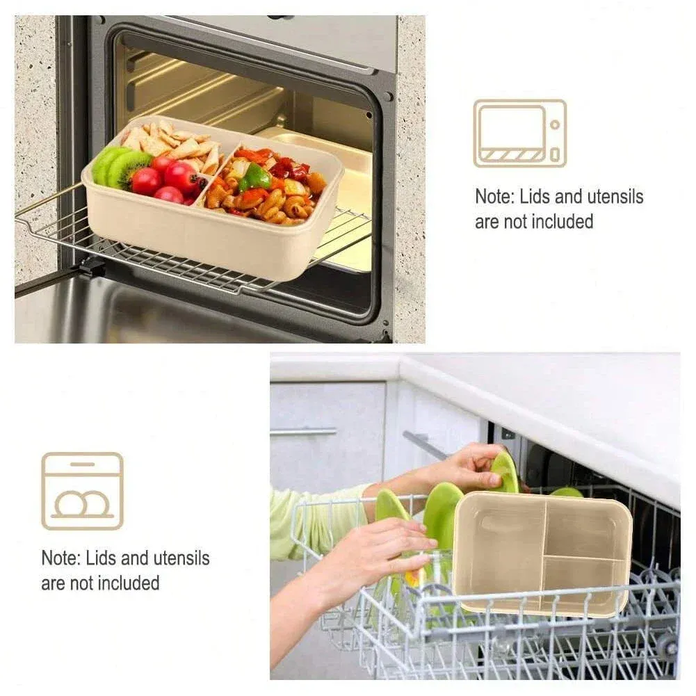 Boîte à déjeuner portable à compartiments pour enfants et étudiants, boîte Bento de bureau avec fourchette et cuillère, récipient de conservation des aliments compatible micro-ondes pour pique-nique 5
