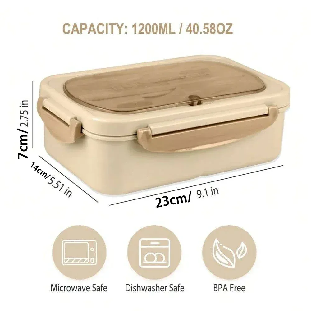 Boîte à déjeuner portable à compartiments pour enfants et étudiants, boîte Bento de bureau avec fourchette et cuillère, récipient de conservation des aliments compatible micro-ondes pour pique-nique 6